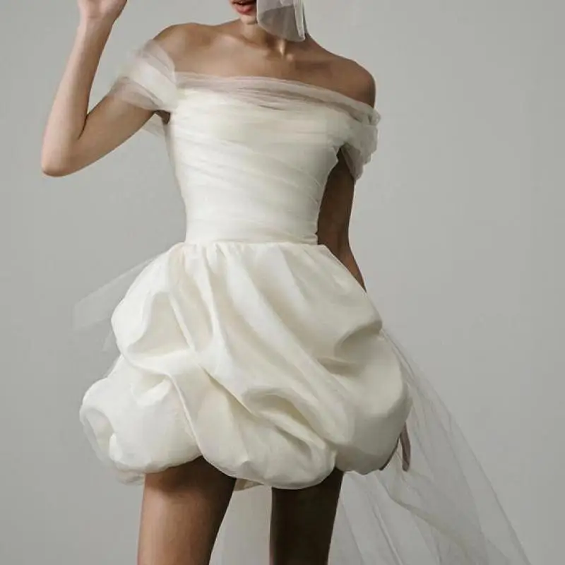 Newest Short Wedding Dresses Classic Elegant Boat Neck Simple Bridal Dress Backless Sexy Vestidos De Novia Customized - Image 4