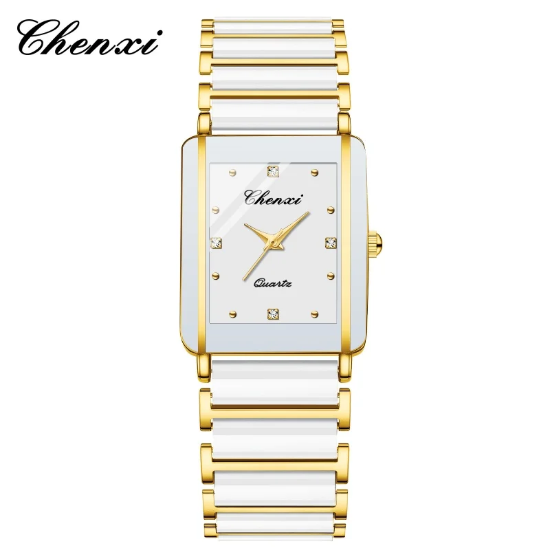 CHENXI 104A Brand Men Quartz Watch Elegant Square Dial reloj Ceramic Strap Waterproof Simple montre Lady Fashion Couple Watches - Image 12