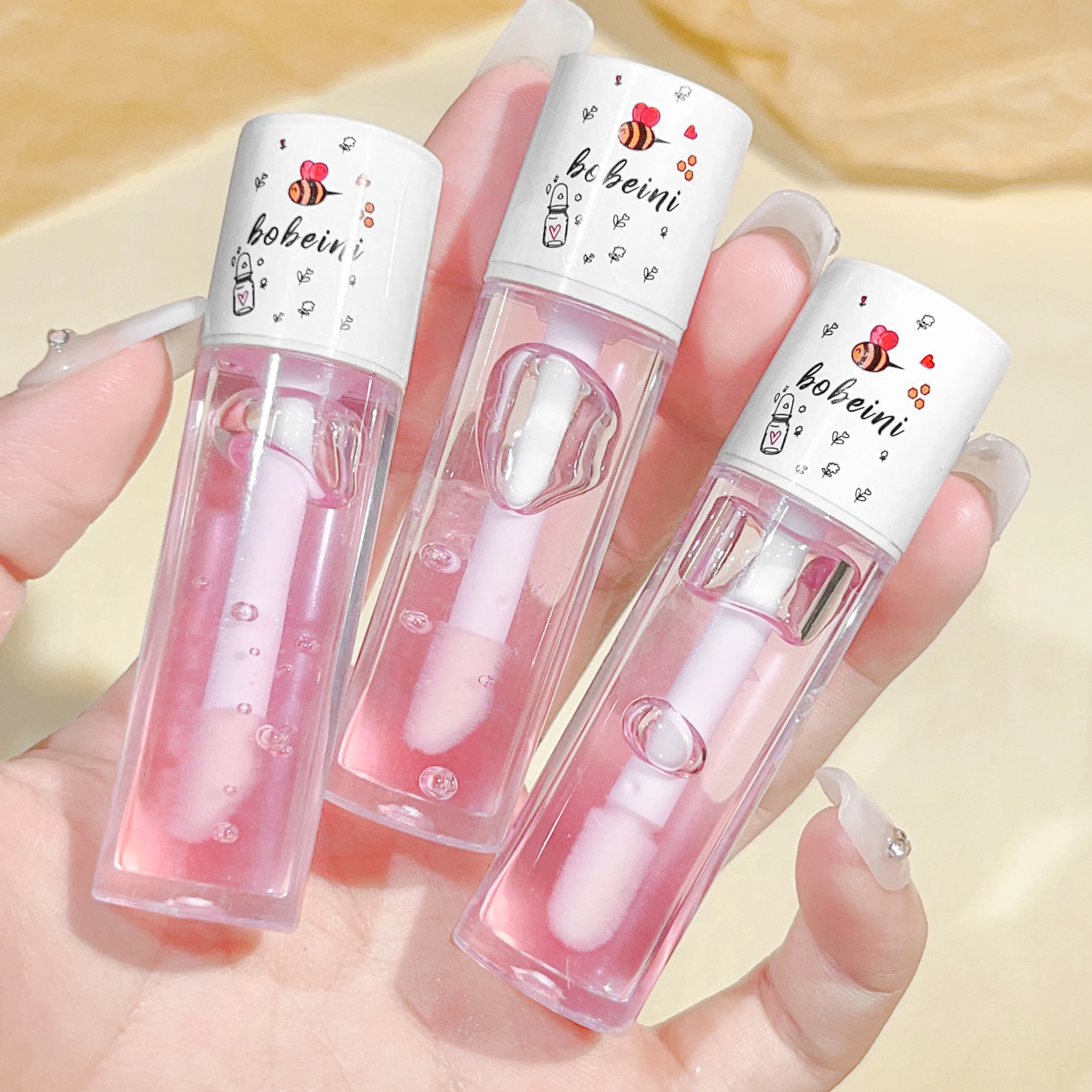 Water-gloss lip oil, honey-colored lip oil, moisturizing and hydrating lip gloss, reducing lip lines, water-gloss lip makeup - Image 3