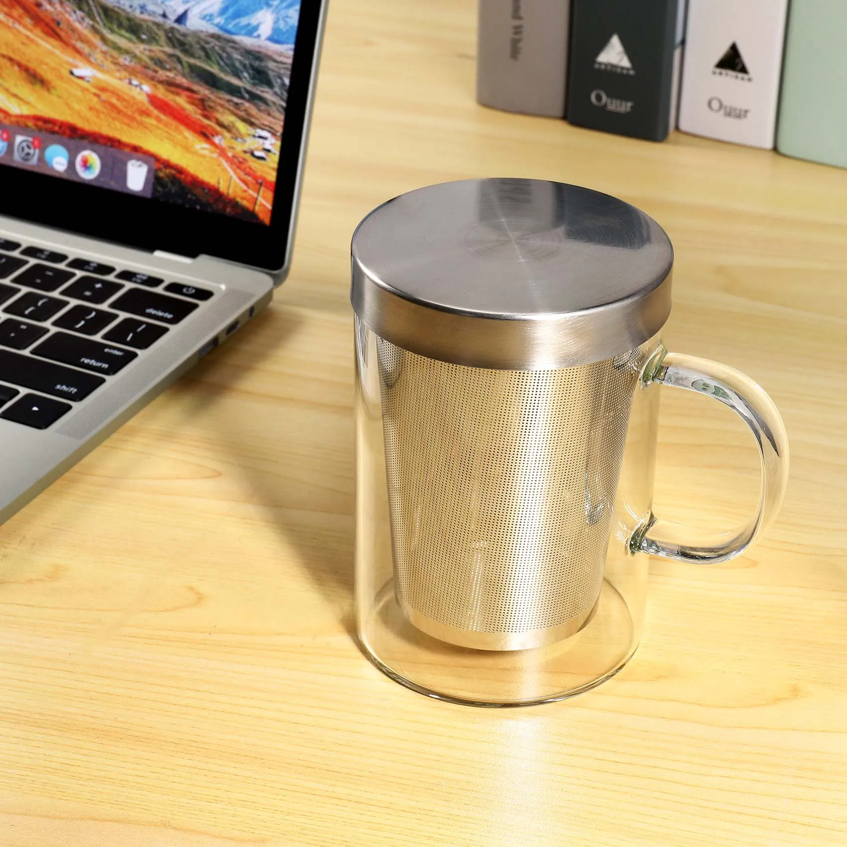 500Ml Travel Heat-Resistant Glass Tea Infuser Mug with Stainless Steel Lid Coffee Cup Tumbler Kitchen Heat-Resistant Large - Image 4