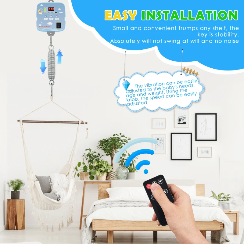 Babyschaukel-Controller Electric Baby Swing Controller,2 Spring,Remote Control, Motor Spring Bracket, Adjustable Timer, No Noise - Image 5
