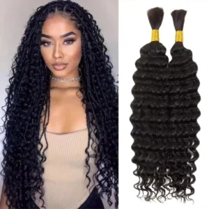 Synthetic 18" Deep Wave Bulk hair For Braiding 160g No Weft Deep Wave For Braiding Micro Faux Braiding Hair for Boho Braids Wet