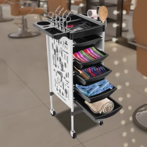 Hairdressing Beauty Salon Cart with 5 Drawers Large Capacity Trolley Multifunctional Platform Wheels Flexible Movement