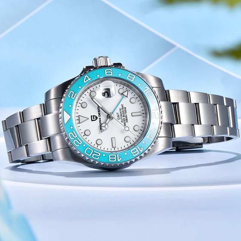 PAGANI DESIGN PD-1662 Luxury GMT Men Mechanical Wristwatch Sapphire Glass Stainless Steel 100M Waterproof Automatic Watches