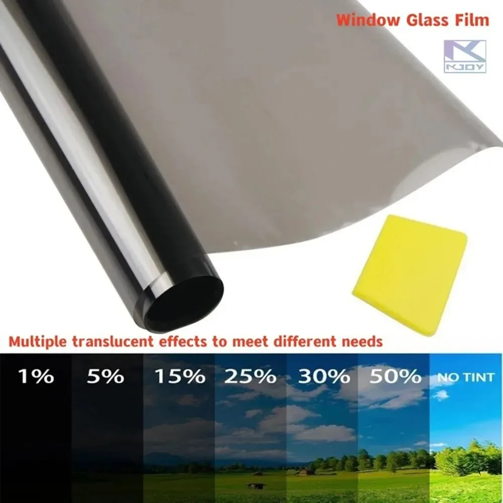 KKJOY 3M x 50cm VLT Black Car & Home Window Tint Film - UV & Solar Protector, Pearl Cotton Stick