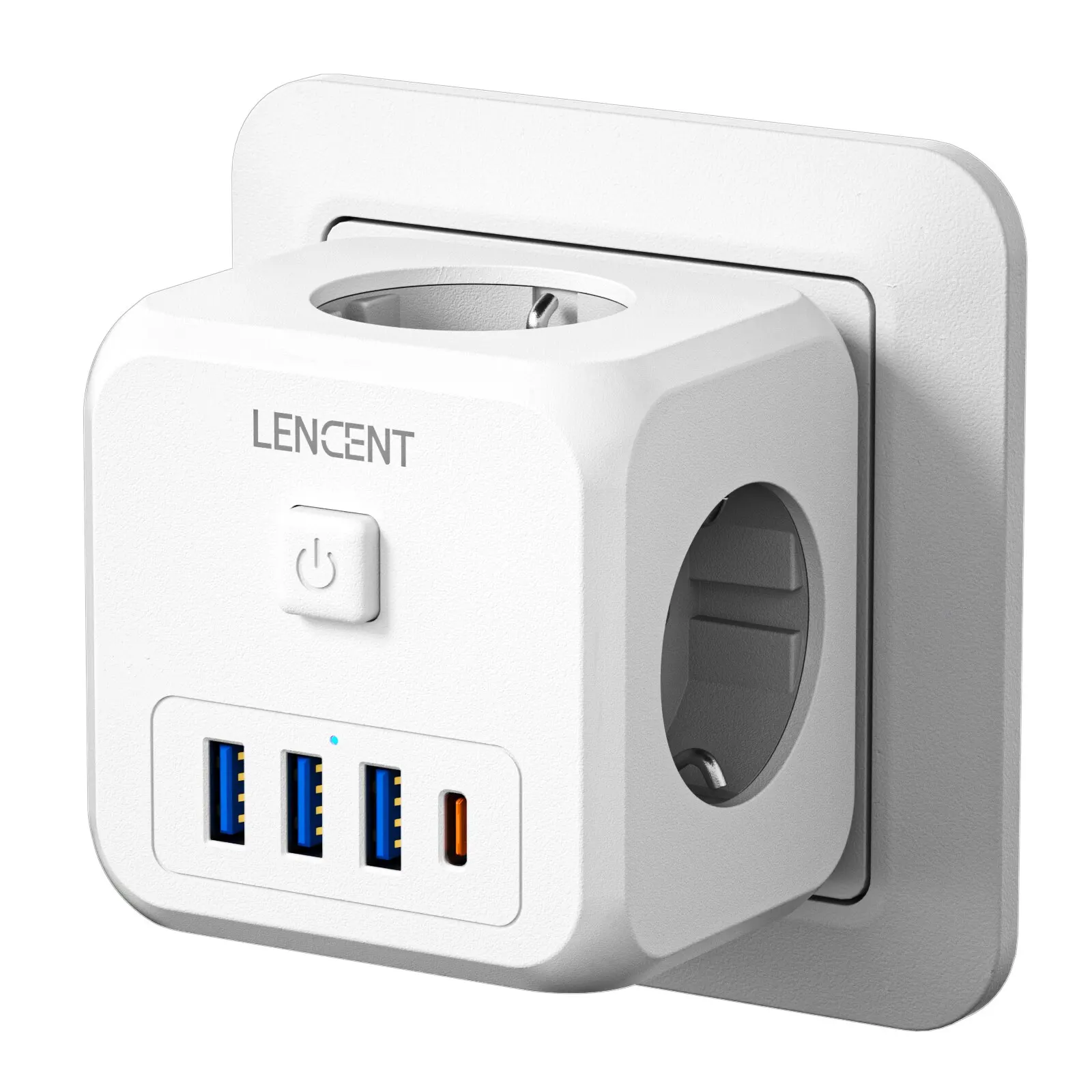 LENCENT Wall Socket Extender with 3 AC Outlets 3 USB Ports And1 Type C 7-in-1 EU Plug Charger On/Off Switch for Home - Image 10