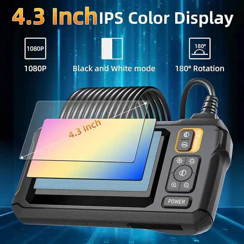 Industrial Endoscope Camera 8mm HD1080P 4.3inch IPS Screen 1080P Pipe Inspection Camera for Car Repair IP67 Waterproof 8 LEDS - Image 2