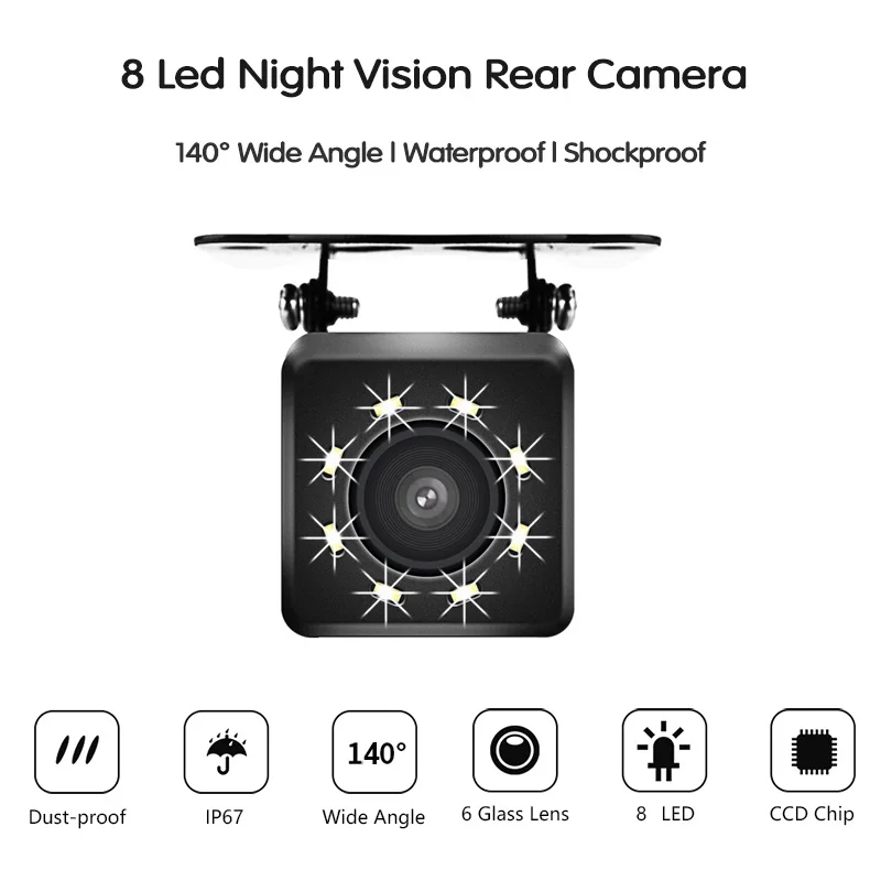 Rear Camera of Driving Recorder 140 Wide Angle Waterproof 4/8/12 Light HD Night Vision Parking Monitoring Rear Camera - Image 2