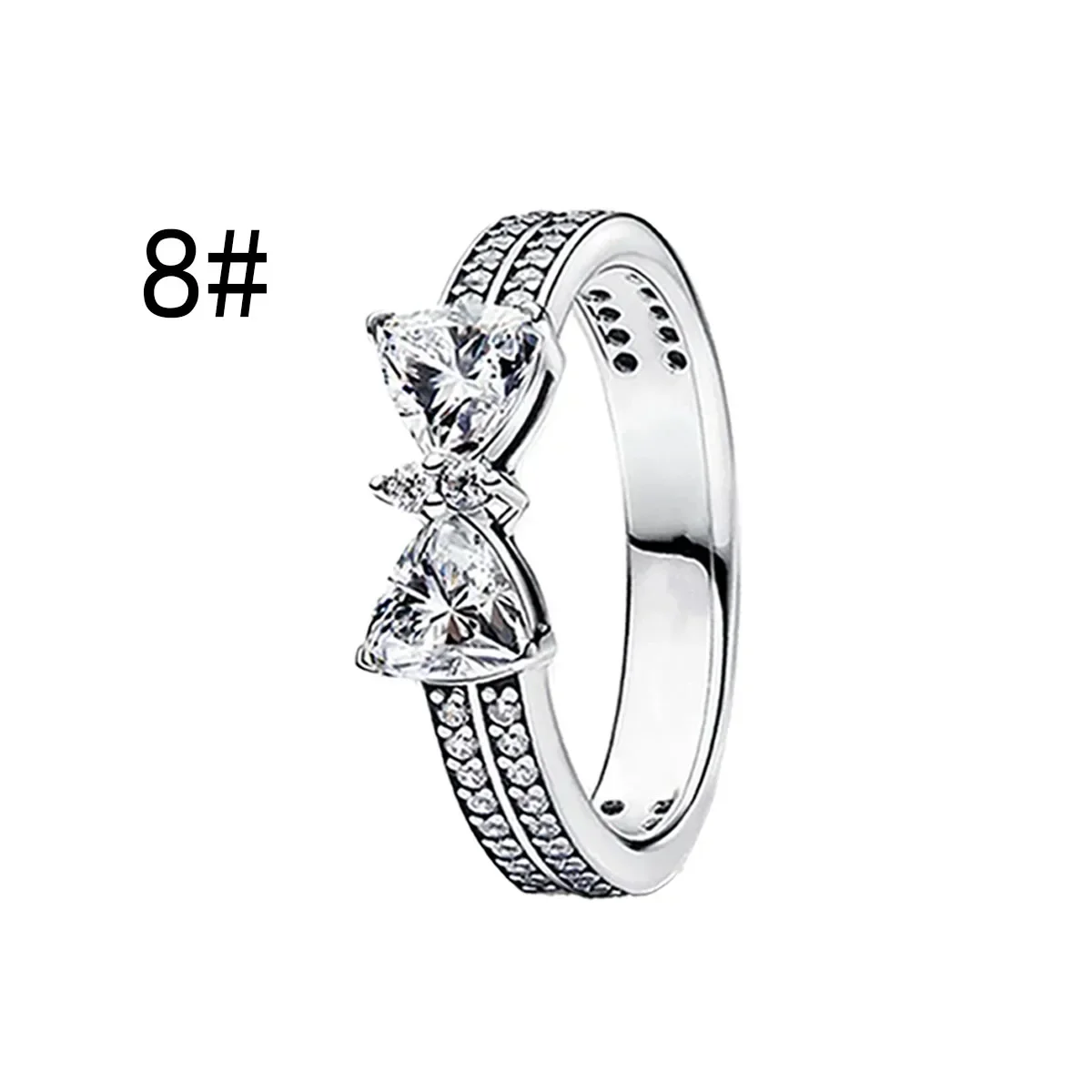 Pink Bow Set Original 925 Sterling Silver Colorful Zircon Ring Earrings Bracelet Necklace Original DIY Women's Jewelry Gift - Image 13