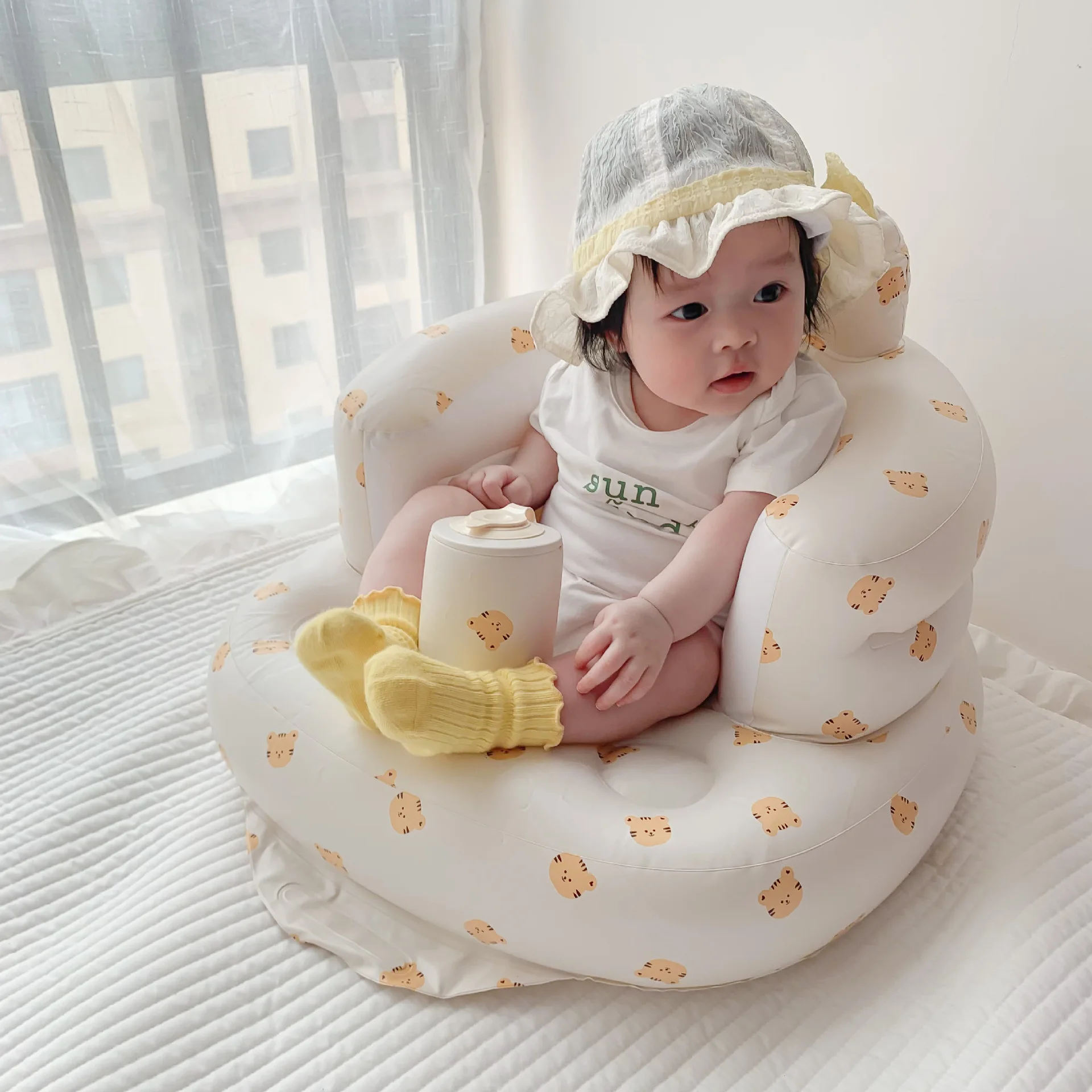 Infant Shining Baby Inflatable Sofa Children Puff Portable Bath Chairs PVC Multifunctional Seat Practice Sitting Bath Stool - Image 3