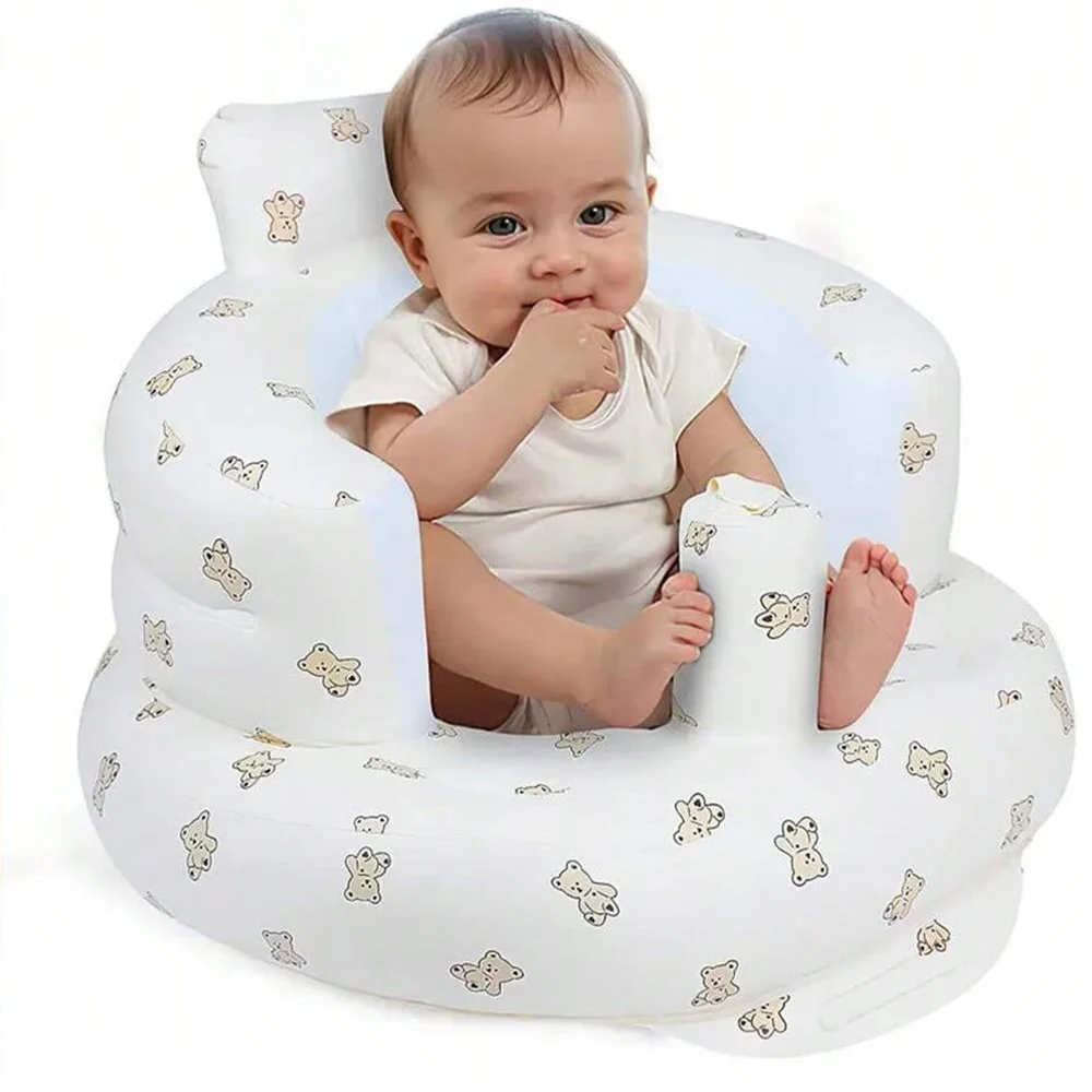 Infant Shining Baby Inflatable Sofa Children Puff Portable Bath Chairs PVC Multifunctional Seat Practice Sitting Bath Stool - Image 2