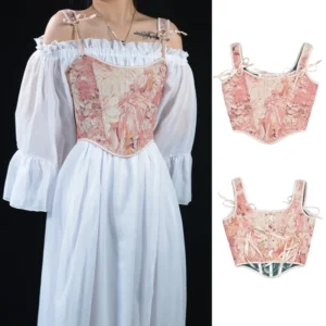 Tie Up Corset Tank Top for Women Slimming Body Shaper LaceUp Tied Waist Trainer Girdle Teen Girl Victorian Style Bustier Corset
