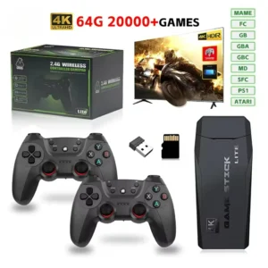 M8 Game Console 20000+ Games 64GB Built-in 2-Player 2.4G Wireless Controllers 4K HD PS1 GBA Video Games Christmas Gift