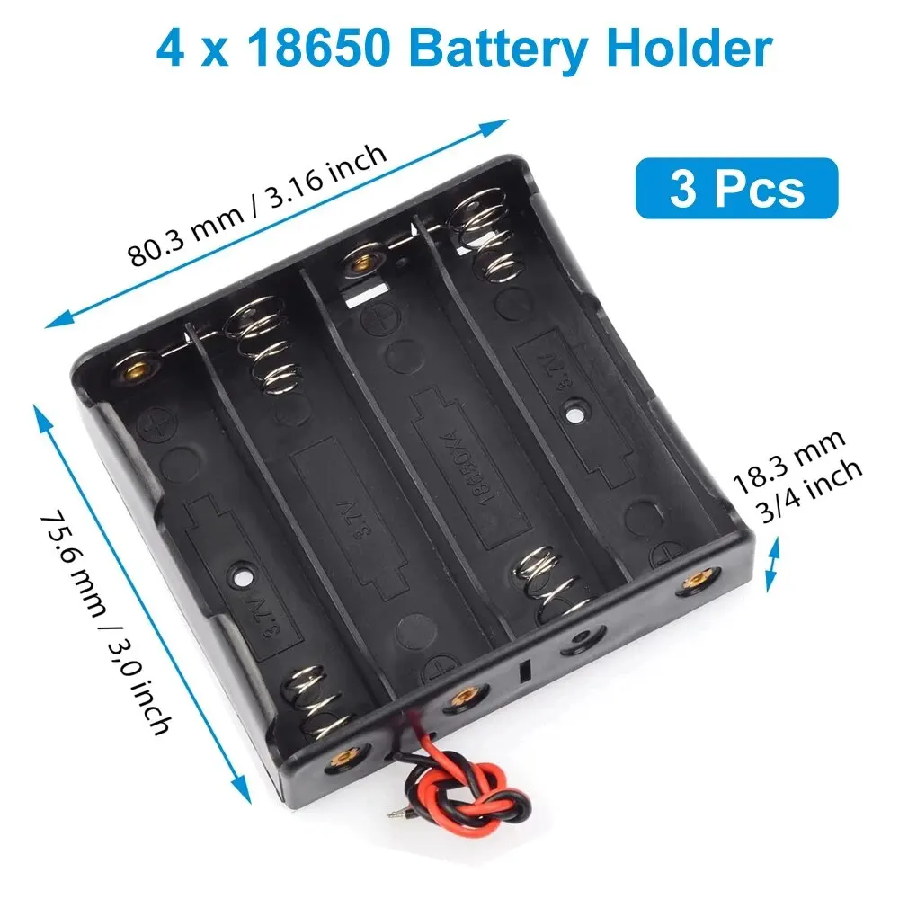 3pcs 18650 Battery Holder Box 1 Slot 3.7V Battery Storage Case 1/2/3/4 Cell Plastic Container with Connect Black Red Wires - Image 10