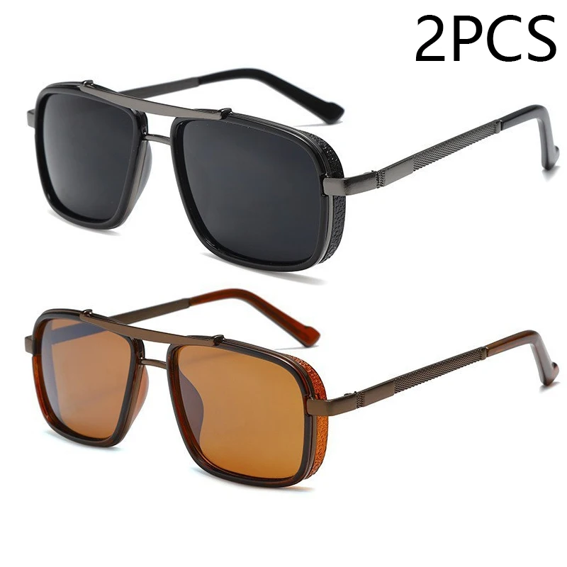 New Sunglasses Punk Sunglasses New Men's Square Uv400 Twin-beam Aviator Sunglasses - Image 10