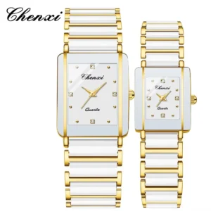 CHENXI 104A Brand Men Quartz Watch Elegant Square Dial reloj Ceramic Strap Waterproof Simple montre Lady Fashion Couple Watches