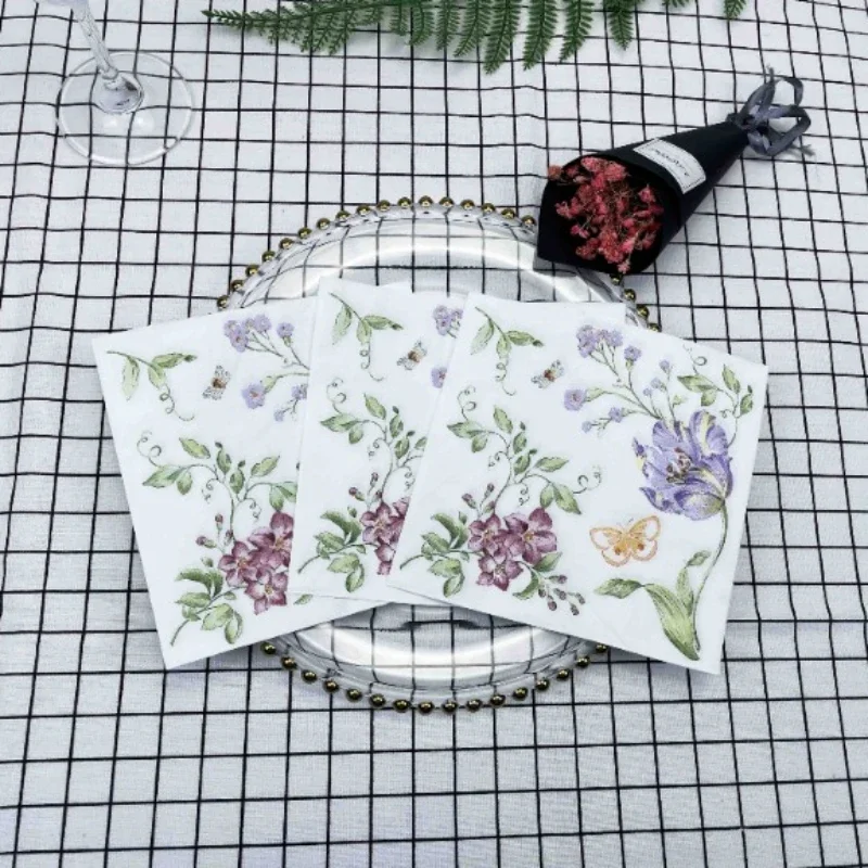 Colourful Printed Napkins Creative Plate Bone Bart Floral Square Paper Napkin Party Wedding Restaurant Paper Placemats 20pcs/pac - Image 2
