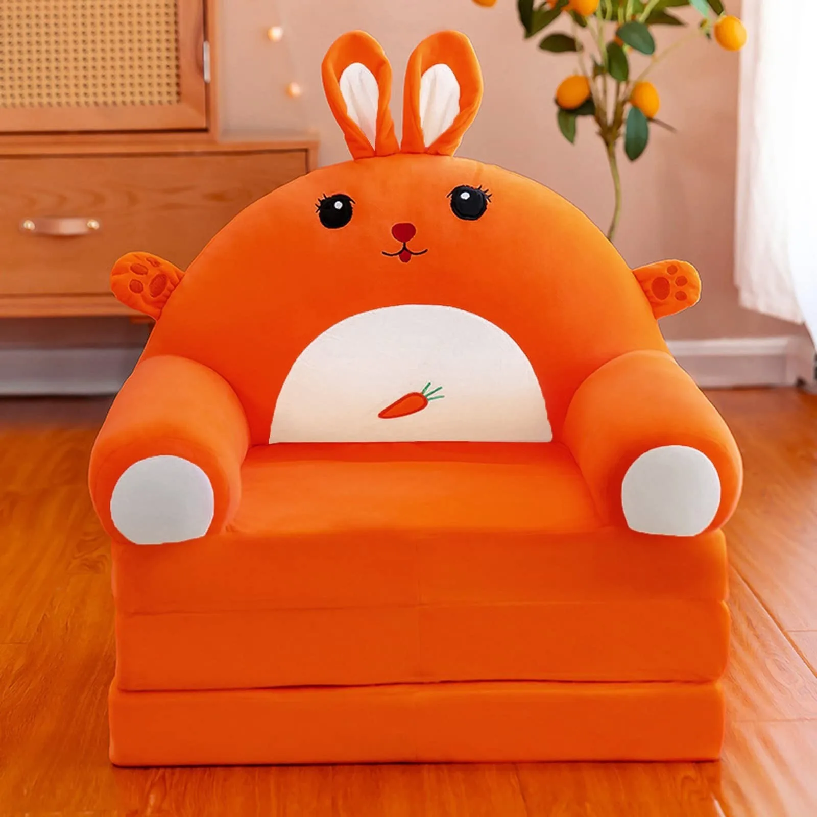 Plush Foldable Kids Sofa Backrest Armchair 2 In 1 Foldable Children Sofa Cute Cartoon Lazy Sofa Children Flip Open Sofa Bed For - Image 14