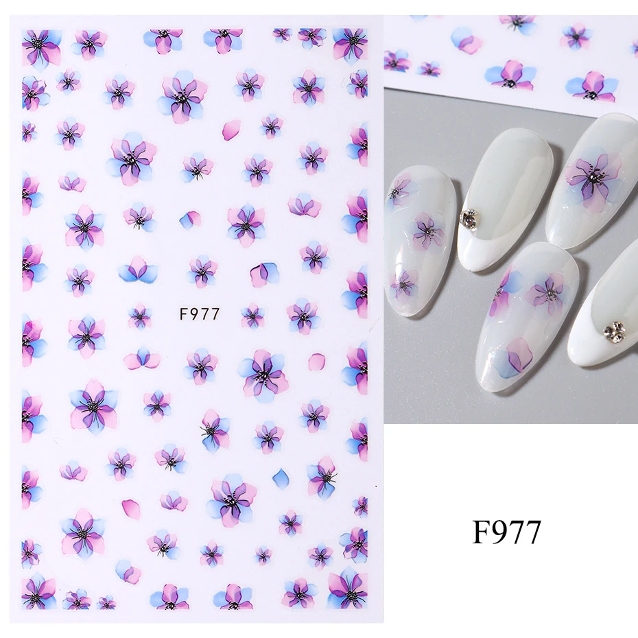 Spring Flowers 3D Nail Stickers Simple Summer Blossom Floral Tulip Fruit Nail Art Decals Adhesive Sliders Manicure Decorations - Image 9