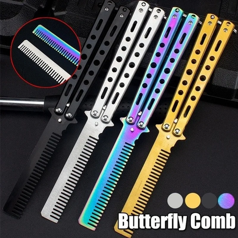 1 Piece of Swing Comb Stainless Steel Folding Butterfly Comb Novice Practice Training Hair Styling Tool - Image 2
