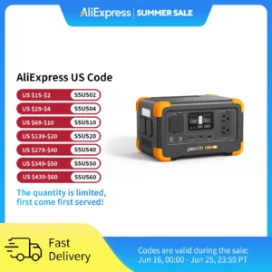 Pecron E300LFP Portable Power Station 600W 288Wh LiFePO4 Battery Solar Generator Power Bank Fast Charging for Home , RV, Camping