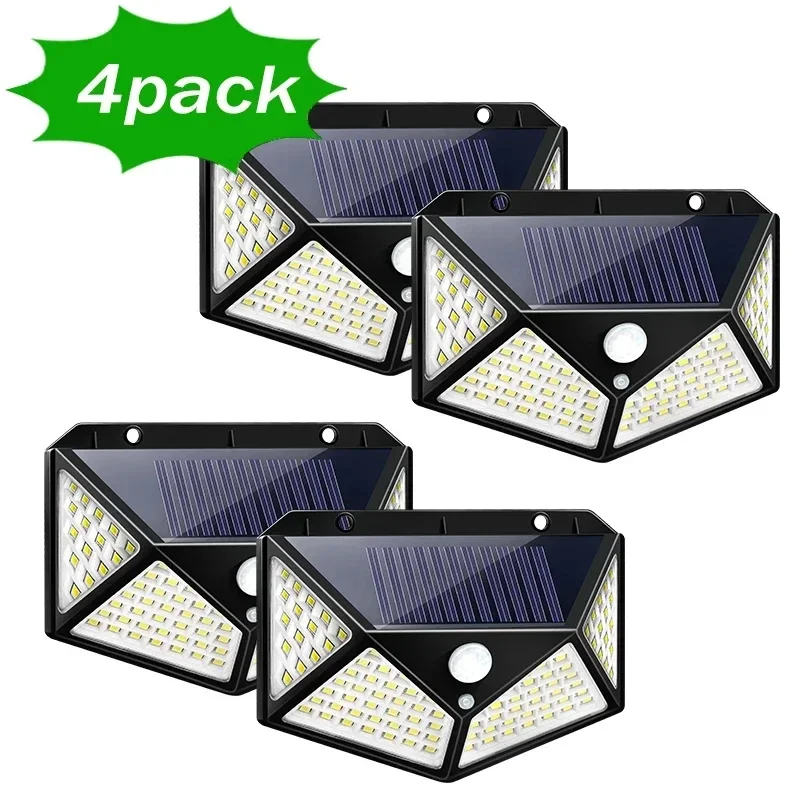 1~12PCS 100 LED Solar Wall Lamp 4 Sides Luminous With Motion Sensor Outdoor Garden Courtyard Waterproof Wall Light - Image 12