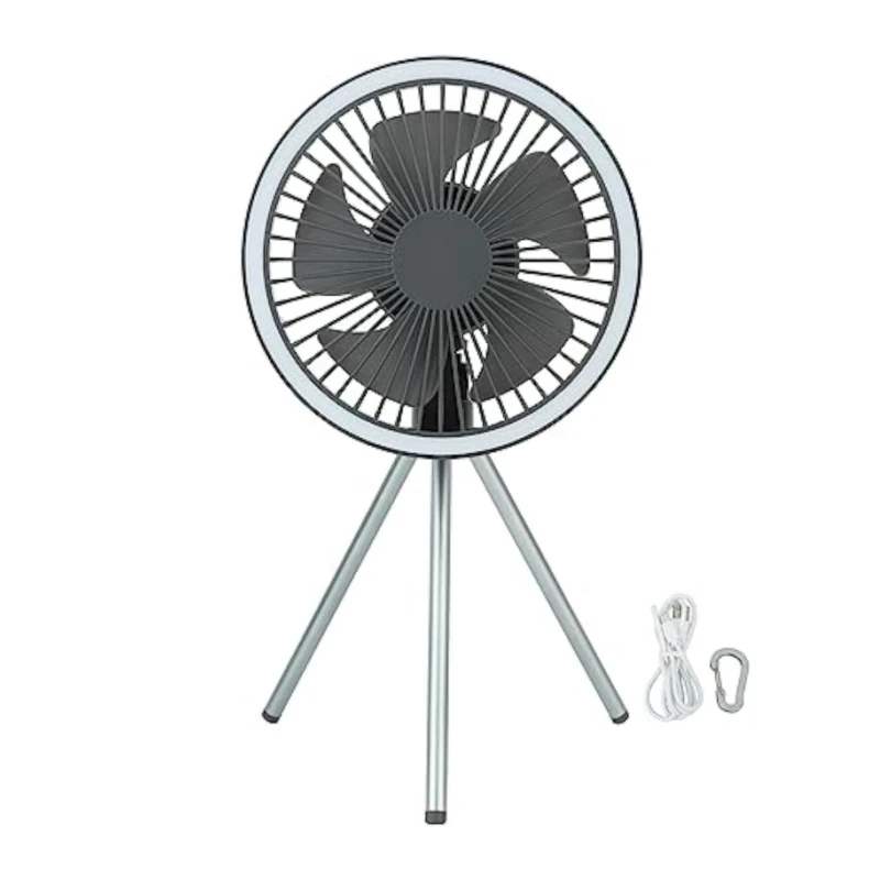 10000mAh Camping Fan Rechargeable Desktop Portable Circulator Wireless Ceiling Electric Fan with Power Bank LED Lighting - Image 7