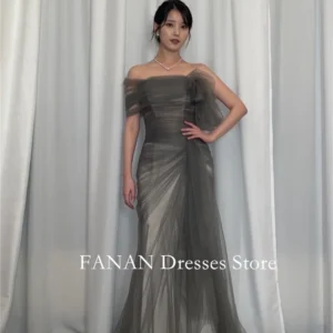 FANAN Customized Mermaid Evening Party Dresses Tulle Korea Green Ruched Wedding Women  Gowns Event Prom Gowns Customized