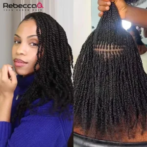QVR Afro Kinky Bulk Hair No Attachment QVR Afro Curly Bulk Human Hair Rebecca Virgin Remy Dreadlock Natural Color Braids Hair