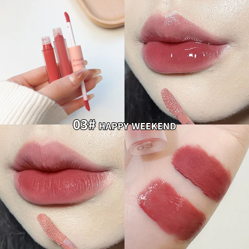 Matte Mirror Double Ended Lip Gloss Velvet Texture And Jelly Texture Moisturizing And Easy To Apply Lip Liquid Lipstick - Image 11