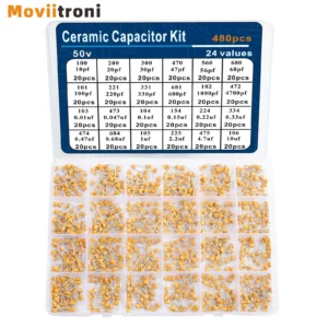 480pcs Ceramic Capacitor Assortment Kit For Guitar Capacitor 24Values 0.1uf-10uf