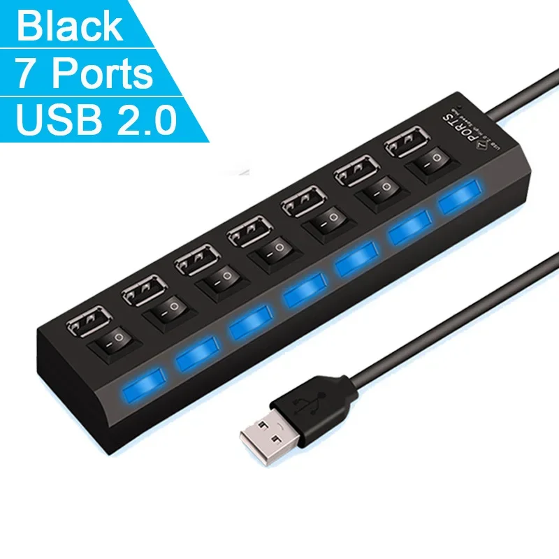 Expander Multi USB Splitter Multiple Extender with LED Lamp Switch for PC Laptop High Speed 4/7 Ports USB HUB 2.0 Adapter - Image 10