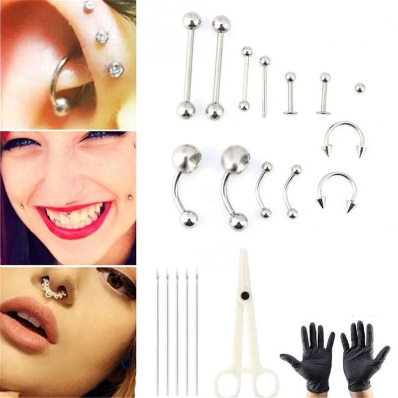 1 Set Disposable Professional Body Piercing Tool Kit Piercing Needle Clamp Tools Ear Tragus Nose Eyebrow Navel Piercings 316 - Image 2