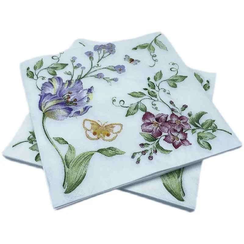 Colourful Printed Napkins Creative Plate Bone Bart Floral Square Paper Napkin Party Wedding Restaurant Paper Placemats 20pcs/pac - Image 6