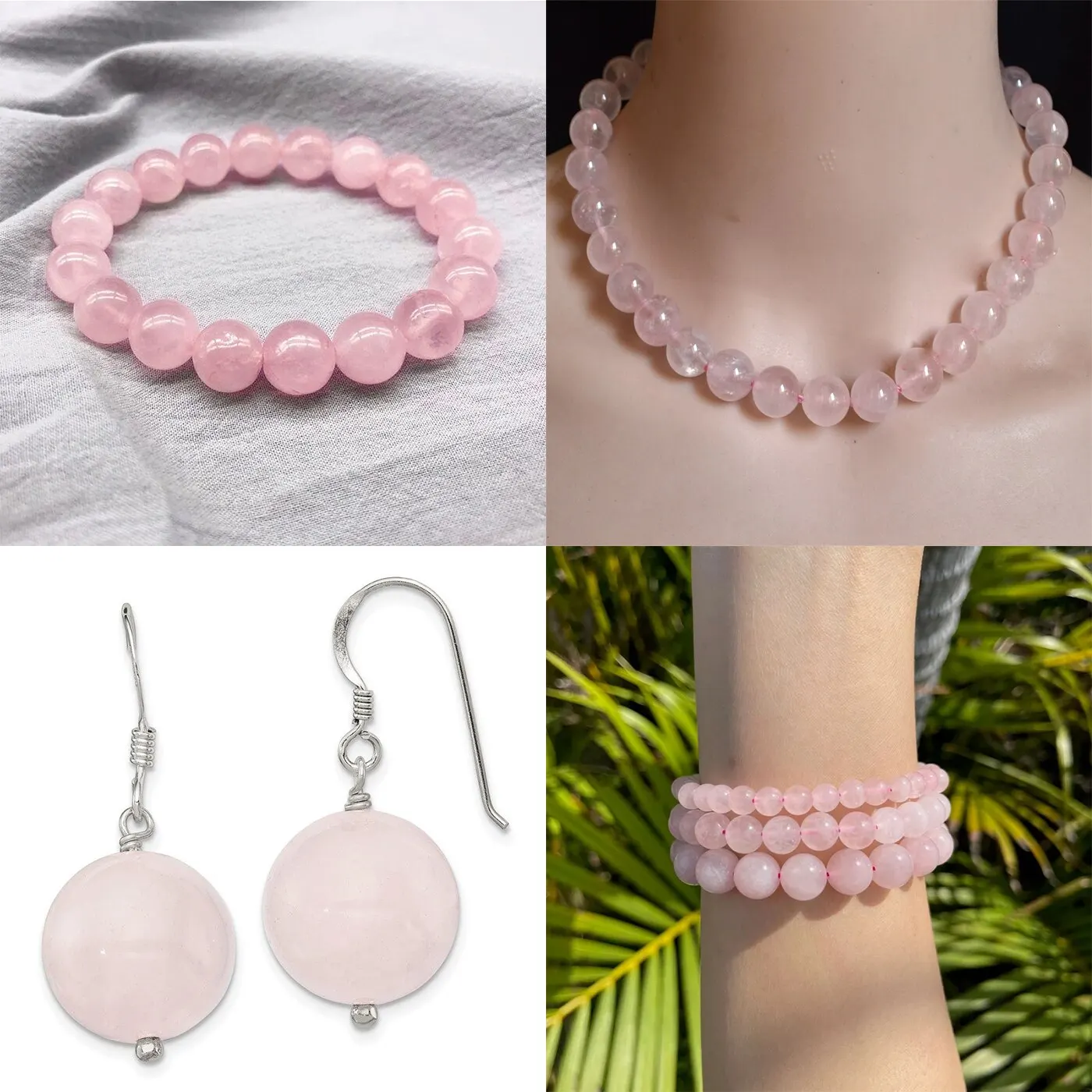 1 Strand 45pcs Natural Stone Rose Quartz Tiger Eye Black Obsidian Beads For Jewelry Making DIY Bracelet Necklace - Image 6