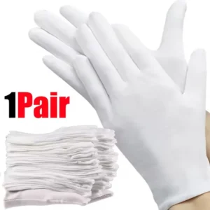 1pair White Cotton Gloves Men Formal Tuxedo Uniform Gloves Honor Guard Parade Ceremony Costume Cosplay Coin Jewelry Butler Glove