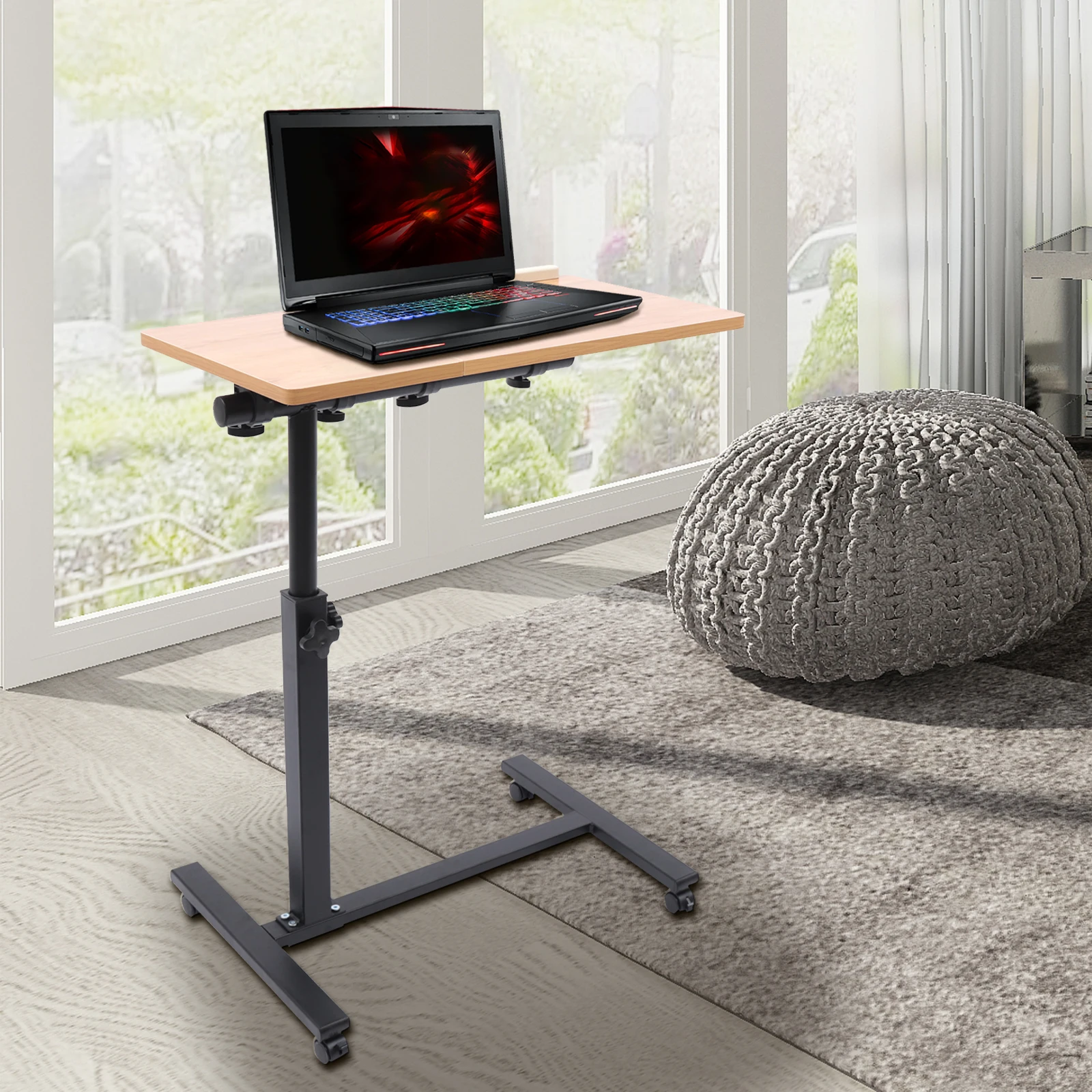 Adjustable Height Laptop Desk Rolling Cart Table Stand Movable Computer Table Sofa Side Tables - Image 2