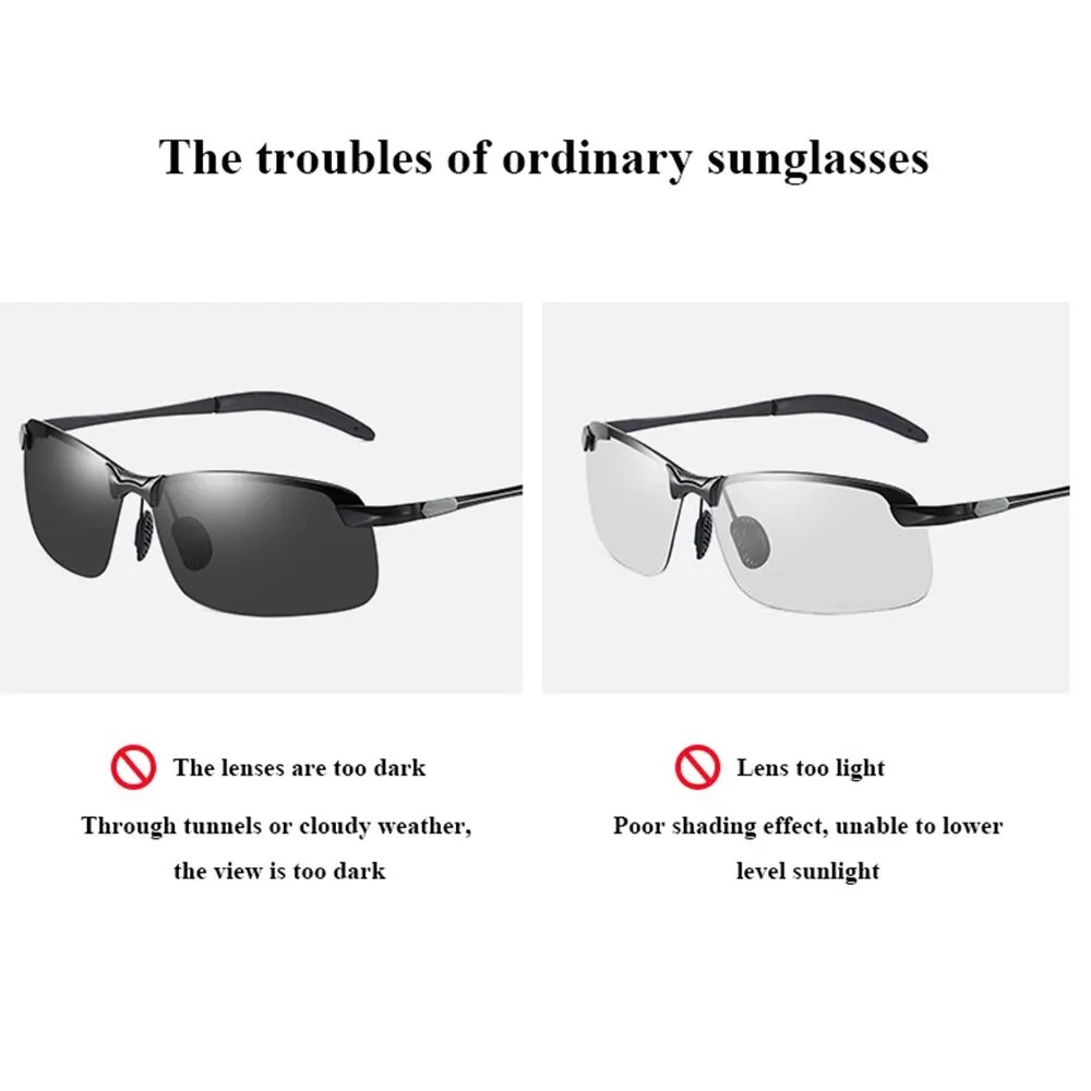 Photochromic Sunglasses Men Polarized Driving Chameleon Glasses Male Change Color Sun Glasses Day Night Vision Driver Eyewear - Image 2