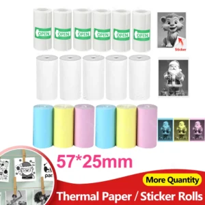 57*25MM Thermal Paper Label Sticker Adhesive Rolls Paper For Mini Printer Instant Print Kids Camera Printing Paper Replacement