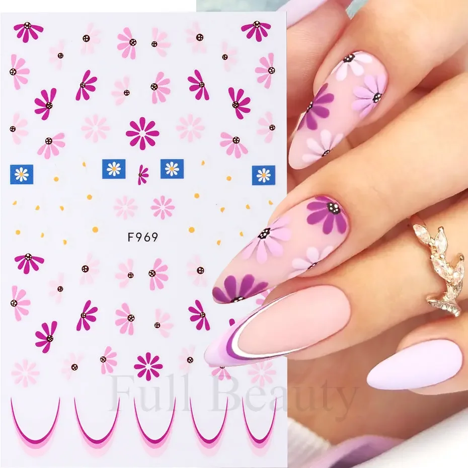 Spring Flowers 3D Nail Stickers Simple Summer Blossom Floral Tulip Fruit Nail Art Decals Adhesive Sliders Manicure Decorations - Image 4