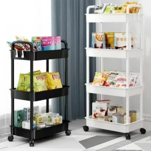 Bookshelf Storage Trolley Multi-Layer Shelves Household Snacks Storage Rack Mobile Kitchen Organizer Cart With Wheels