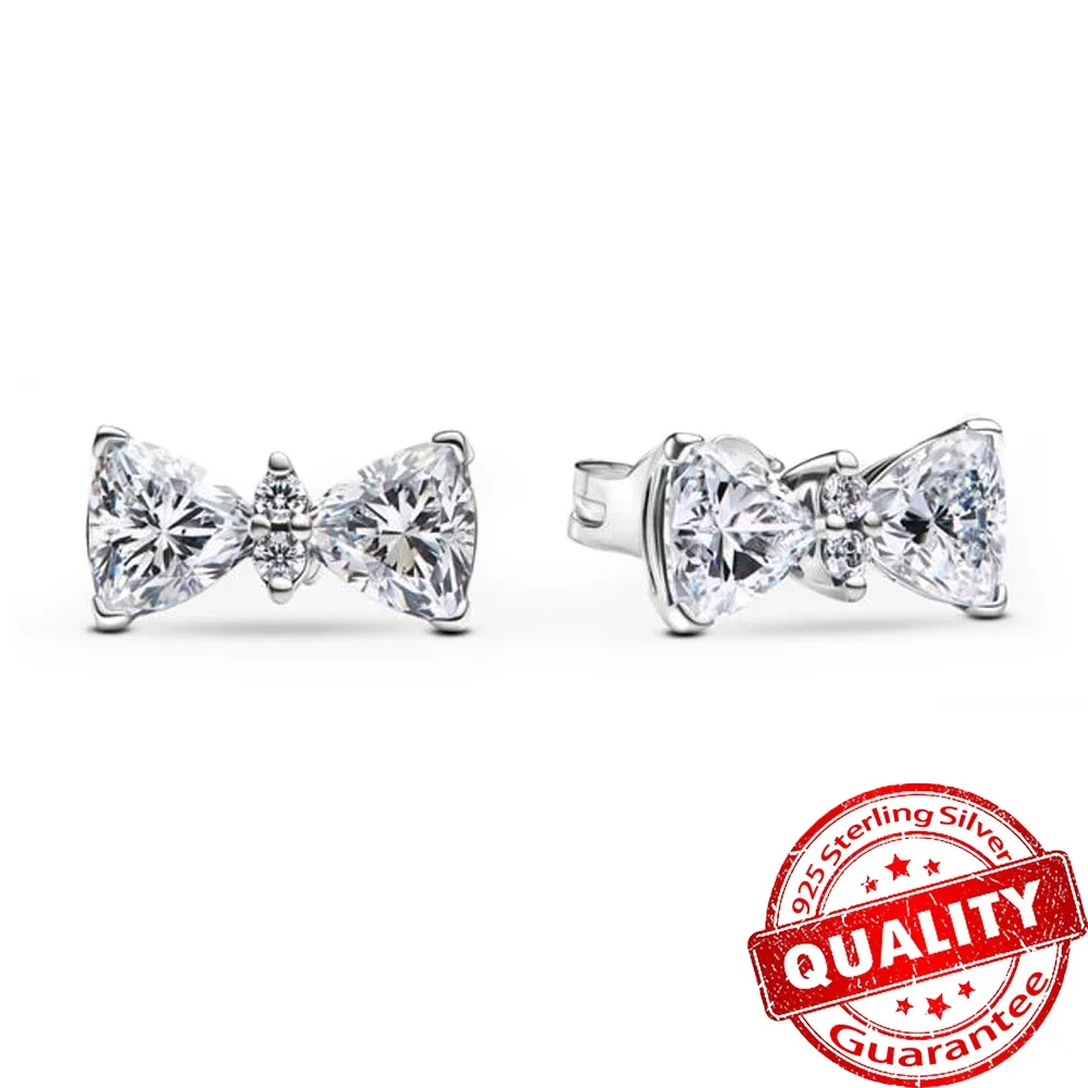 Pink Bow Set Original 925 Sterling Silver Colorful Zircon Ring Earrings Bracelet Necklace Original DIY Women's Jewelry Gift - Image 9