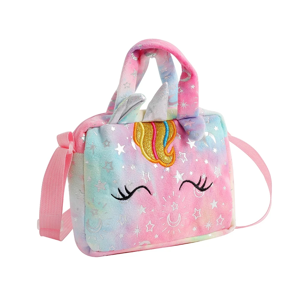 Plush Unicorn Crossbody Bag for Girls Kids Shoulder Purse Cute Student Gift Pencil Case Coin Wallet Travel Accessory - Image 9