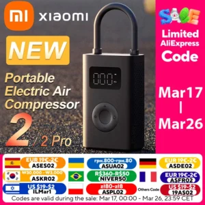 Xiaomi Mijia Air Pump 2 25%Speed Boost Mini Portable Electric Air Compressor Treasure 150PSI Type-C LED Multitool Inflator Xiomi