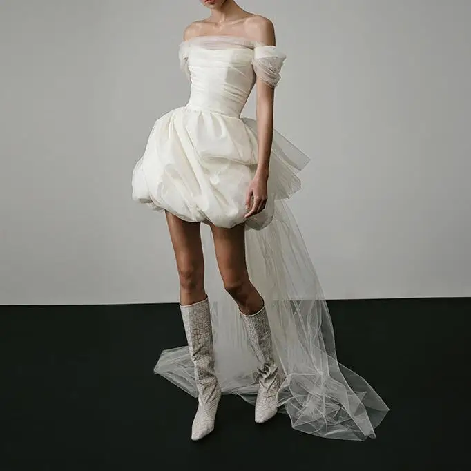 Newest Short Wedding Dresses Classic Elegant Boat Neck Simple Bridal Dress Backless Sexy Vestidos De Novia Customized - Image 8