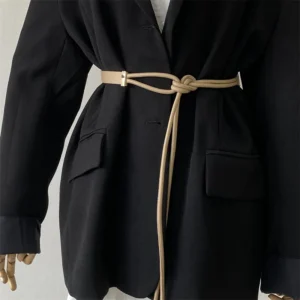 Solid Leather Rope Knotted Waistband Korean Women Thin Belt Female Sweater Coat Decorative Girdles Fashion Simple Waist Straps