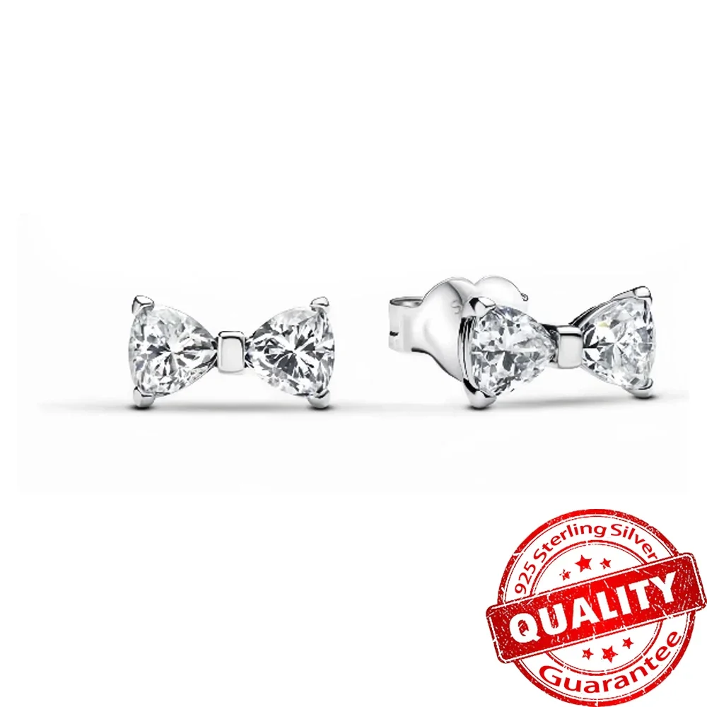 Pink Bow Set Original 925 Sterling Silver Colorful Zircon Ring Earrings Bracelet Necklace Original DIY Women's Jewelry Gift - Image 10