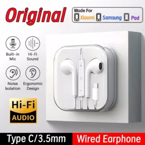 Original Wired Headphone For Samsung Huawei iPhone16 Xiaomi 15 14 13 12 11 10 Type-C Universal 3.5mm Plug Earphone Redmi Headset