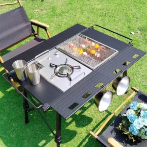Lohascamping  Folding IGT table Lightweight Backpack roll table multifunctional adjustable leg desk Desktop burner bbq table