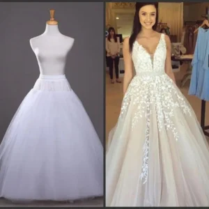 White 4-layers No Hoop Petticoat Wedding Dress Crinoline Bridal Ball Gown Underskirt Ladies Lined Skirt Party Dress Role-playing